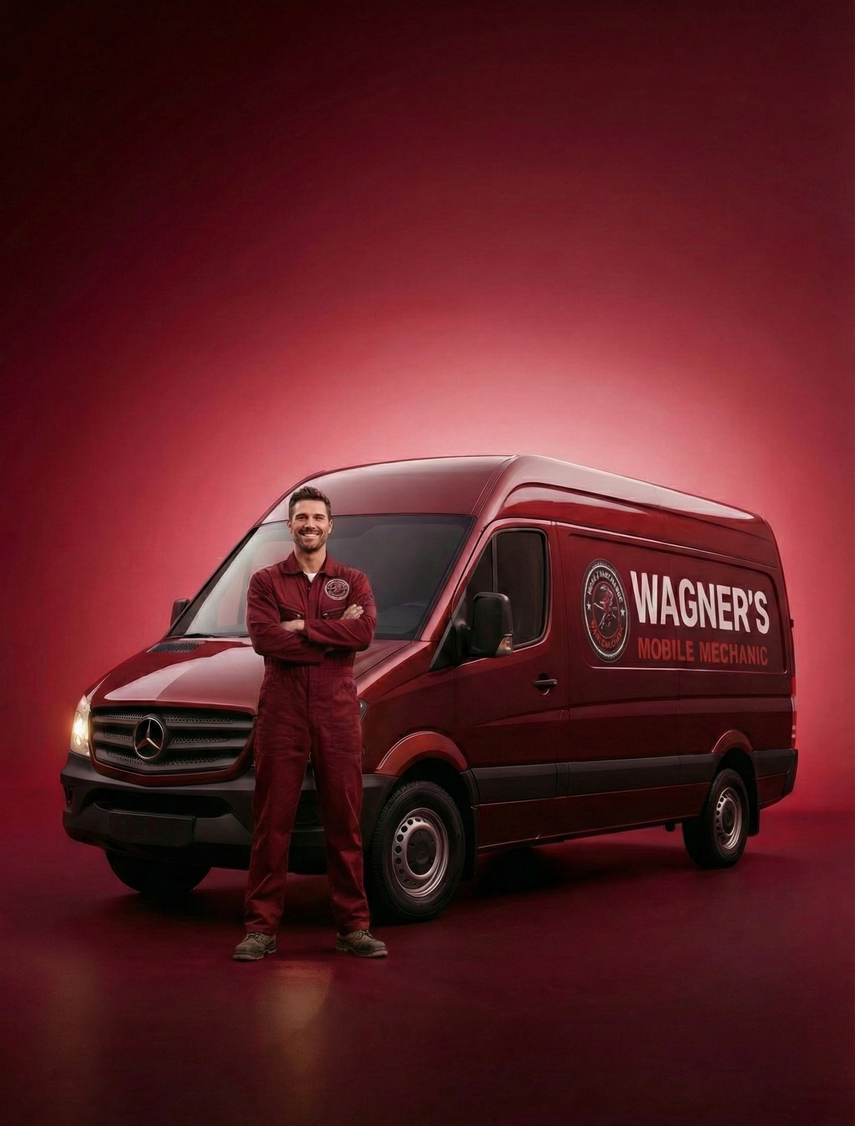 Wagner Mobile mechanic in central north carolina Standing in front of a mobile van