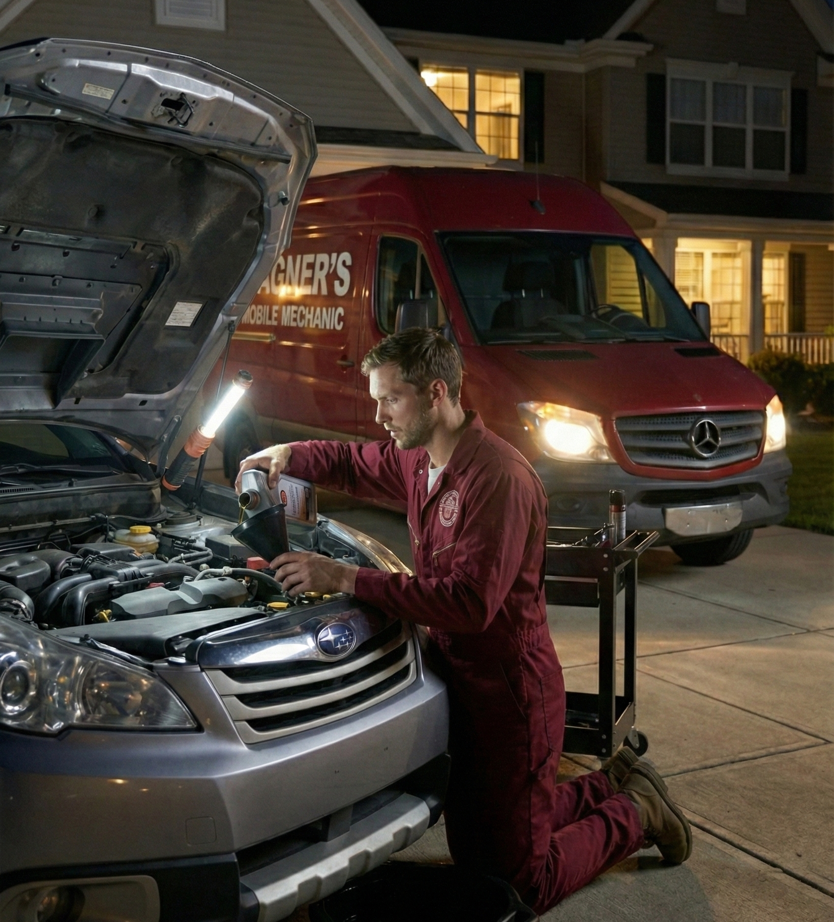 Wagner Mobile mechanic in central north carolina fixing a car in durham nc